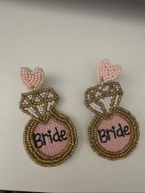 Bride Pink & Gold Beaded Statement Earrings